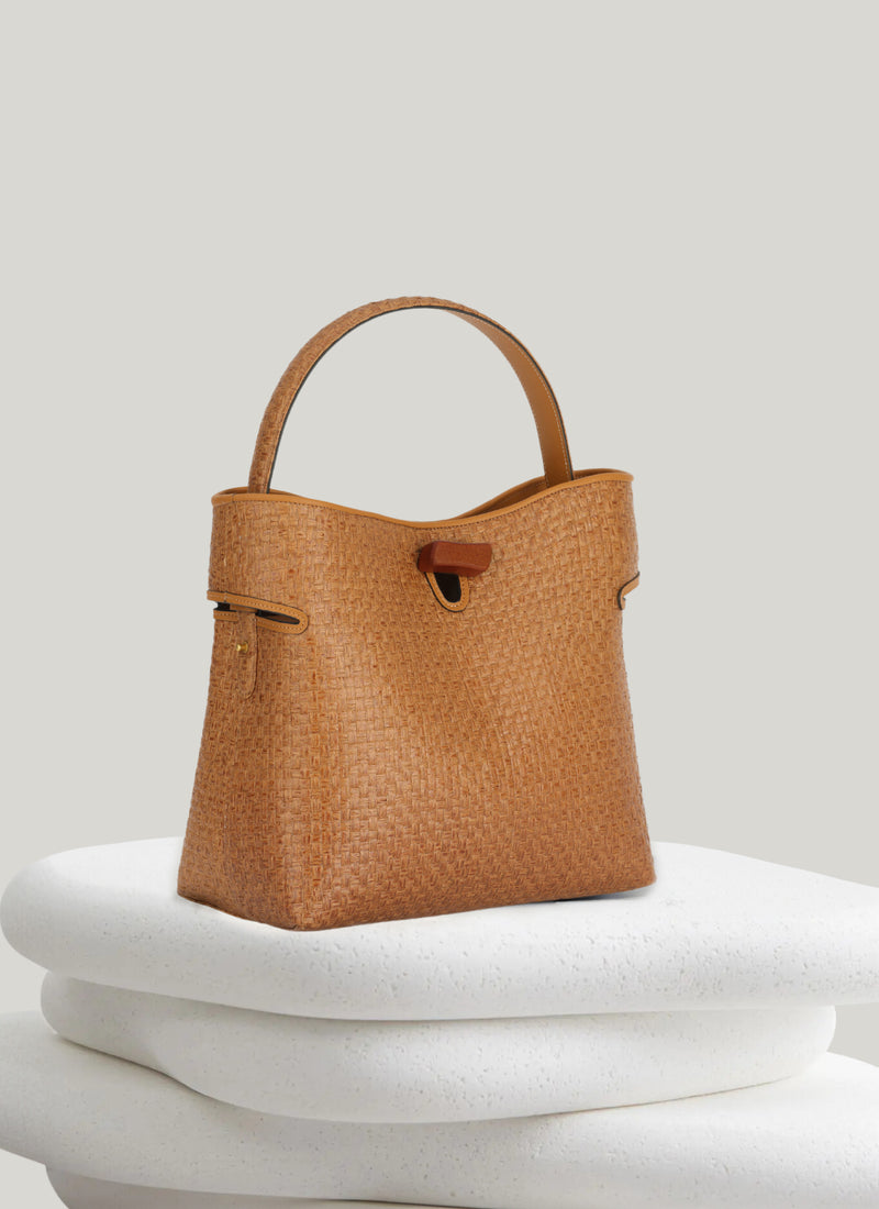 Gaia Raffia Bag - Walnut